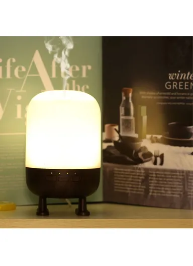 10W Wood Grain Night Light Bluetooth Speaker Multi-Function Air Humidifier SW-1081 - Black/EU Plug