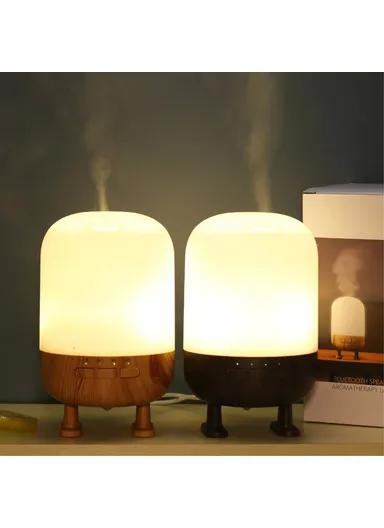 10W Wood Grain Night Light Bluetooth Speaker Multi-Function Air Humidifier SW-1081 - Black/EU Plug