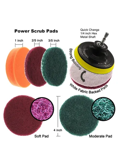 18 Pcs Electric Washing Brush Drill Set For Car Bathroom Kitchen 1908 (Drill Not Included)