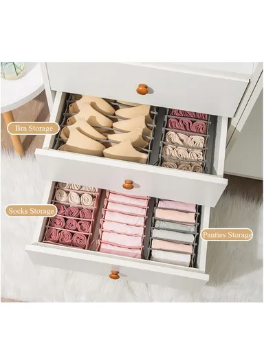 Drawer Divider Bras Lingerie Panties Storage Boxes Closet Underwear Organizer - Pink/L