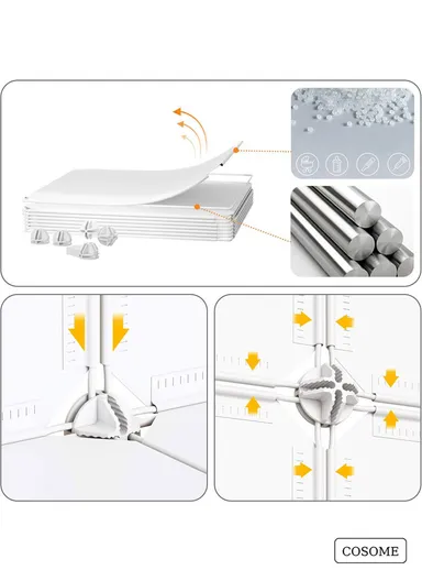 4 Shelves 14 Cubes DIY Clothing Mixed Colors Plastic Storage Cabinet (W140 x D35 x H140)cm - White 