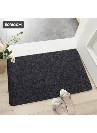 50x80cm Simple Style Non-Slip Door Entrance Mat Dust-proof Floor Rug Carpet - Dark Grey