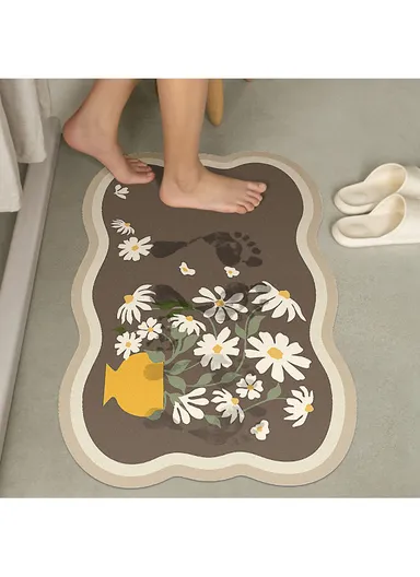 50x80cm Bathroom Mat Water Absorbants Absorbant Not Slip Floor Floor - Style C