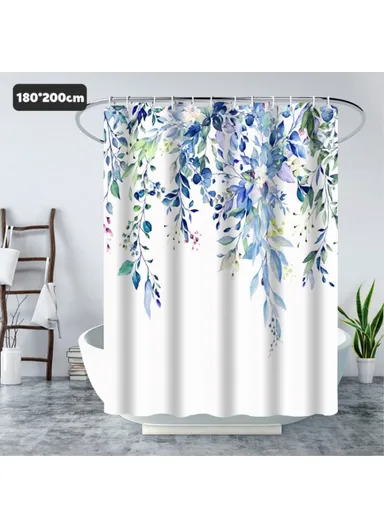 Minimalist Hanging Leaves Botanical Shower Curtain For a Stylish Bathroom (L200 x W180)cm - Style B