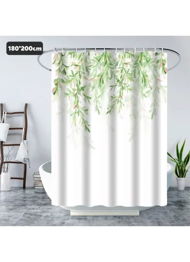 Minimalist Hanging Leaves Botanical Shower Curtain For a Stylish Bathroom (L200 x W180)cm - Style C