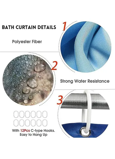 Minimalist Hanging Leaves Botanical Shower Curtain For a Stylish Bathroom (L200 x W180)cm - Style C