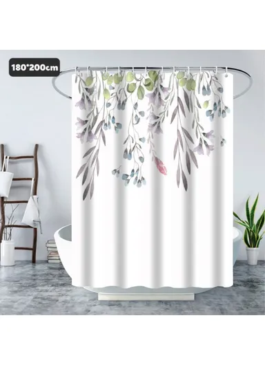 Minimalist Hanging Leaves Botanical Shower Curtain For a Stylish Bathroom (L200 x W180)cm - Style D