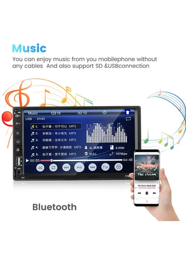 7-inch MP5 Carplayer Auto Car Center Console Video Recorder With 12 Light Camera 7701B-3 (L17.8 x W10 x D6.5)cm 