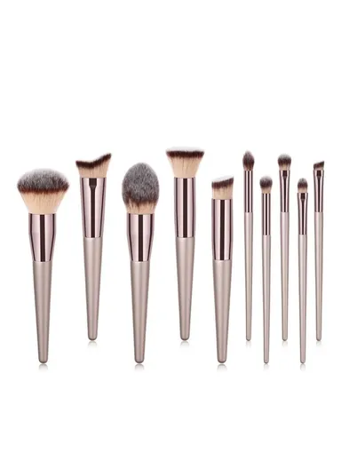 10Pcs Makeup Brush Set Premium Eyeshadow Powder Eyebrow Eyeliner Blush Foundation Concealer Cosmetic Brush - {Style A}