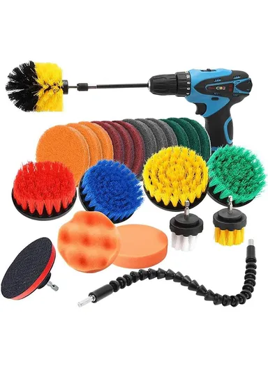 24pcs Electric Drill Cleaning Brushes Set for Bathtub Grout Bathroom Floor Tile Power Scrubber Cleaning Kit