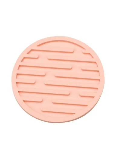 Round Thick Silicone Mug Coaster Non-Slip Heat-Resistant Water Bottle Cup Drink Mat Pad (D10 x H0.5)cm - Pink