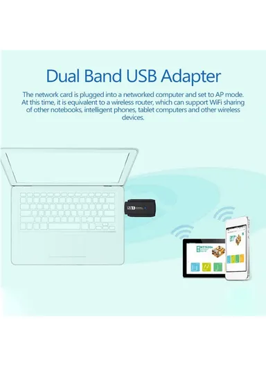 1200Mbps 2.4G 5G Wireless USB WiFi Adapter Dual Band WiFi Dongle Wireless Adapter Lan USB Ethernet WiFi Network Card Adapter