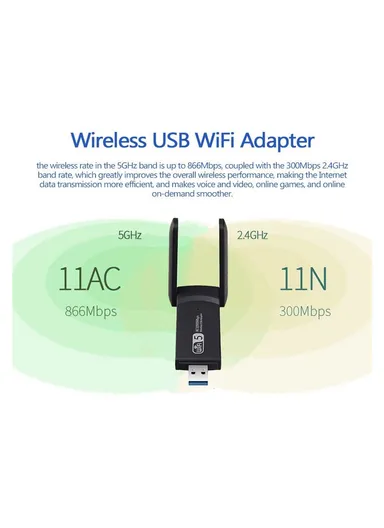 1200Mbps 2.4G 5G Wireless USB WiFi Adapter Dual Band WiFi Dongle Wireless Adapter Lan USB Ethernet WiFi Network Card Adapter
