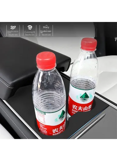 Integrated Silicone Car Armrest Anti-slip Mat Cup Drinks Holder Tray Center Console Organizer - Black