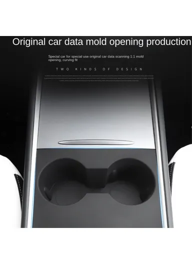 Integrated Silicone Car Armrest Anti-slip Mat Cup Drinks Holder Tray Center Console Organizer - Black