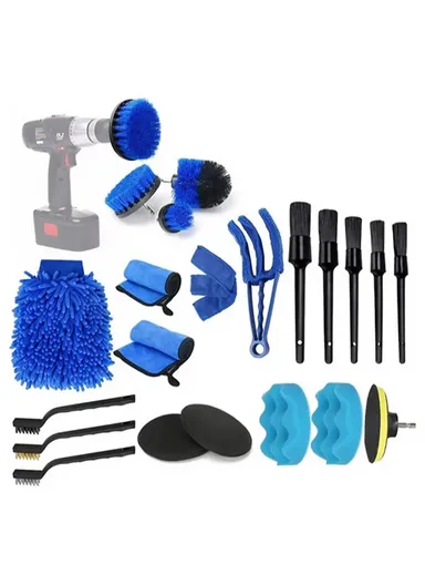22Pcs/Set Car Cleaning Tools Kit Auto Detailing Brush Set For Cleaning Wheels, Dashboard, Interior, Exterior