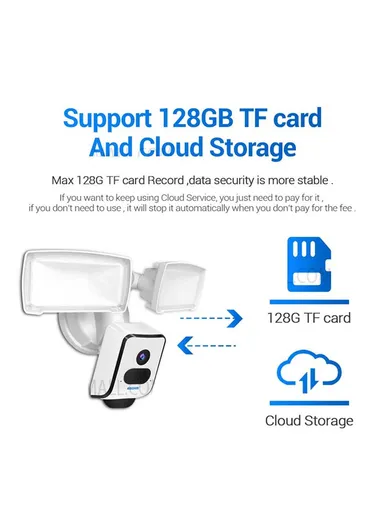 3.0MP WiFi Camera Waterproof PIR Motion Detection Night Vision Security Floodlight Camera QF612 - EU Plug