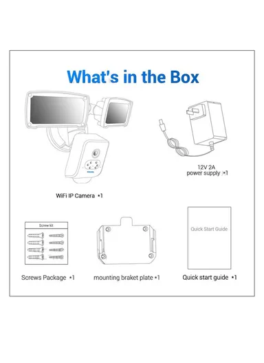 3.0MP WiFi Camera Waterproof PIR Motion Detection Night Vision Security Floodlight Camera QF612 - EU Plug