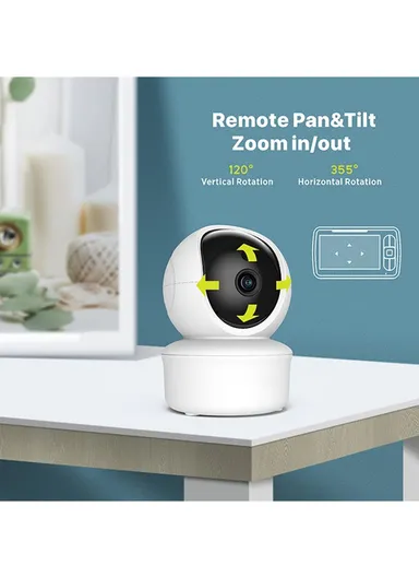 Baby Monitor Indoor Surveillance Camera 5-inch Display Two-Way Voice Webcam 2.4GHz Wireless Camera with Temperature Test SM650 - EU Plug