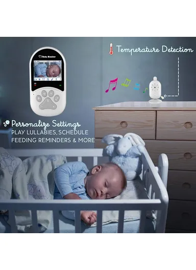 1200mAh 2.4-inch Screen Wireless Baby Monitor Night Vision Video Baby Camera 2-Way Audio Monitoring Device With Temperature Display 660 - EU Plug