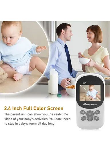 2.4" Temperature Monitoring Lullabies Night Vision Long Range LCD Baby Monitor Wireless Camera 990 - EU Plug