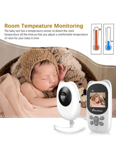 2.4" Temperature Monitoring Lullabies Night Vision Long Range LCD Baby Monitor Wireless Camera 990 - EU Plug