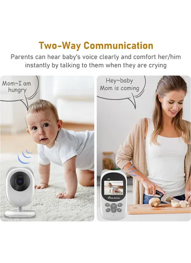 2.4" Temperature Monitoring Lullabies Night Vision Long Range LCD Baby Monitor Wireless Camera 990 - EU Plug