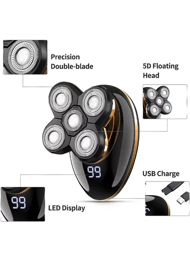 5W 5 in 1 Rechargeable Electric Cordless Razors Shaving Grooming Kit For Nose &amp; Hair With LED Display V-316 (L10.8 x W6 x H6)cm