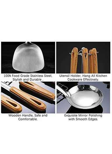 5 PCS Stainless Steel Kitchen Tool Set With Stand LE-16 (D14 x H41)cm