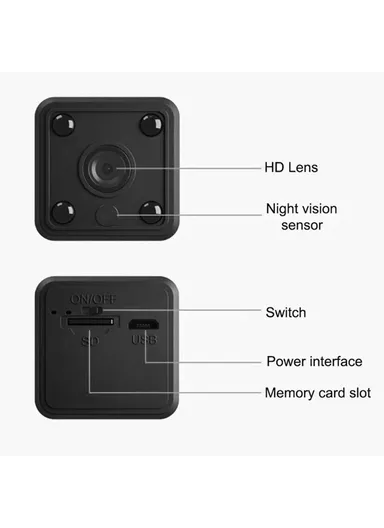 1080P HD Wireless Camera Wifi Home Security Cam Night Vision Webcam X6 (L3.3 x W3.3 x H3.3)cm