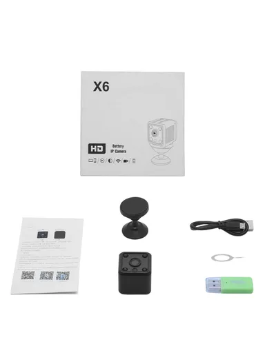 1080P HD Wireless Camera Wifi Home Security Cam Night Vision Webcam X6 (L3.3 x W3.3 x H3.3)cm