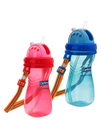 Wide Neck Silicone Straw Plastic Bottle 400ml