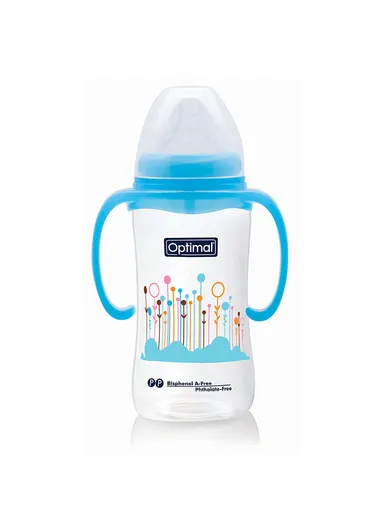 Optimal Wide Neck Feeding Bottle With White Handle - 300 Ml