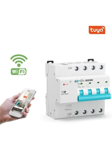 100A 4P WIFI Miniature Smart Circuit Breaker With Voltage Protection TOWSM1-100/4/100