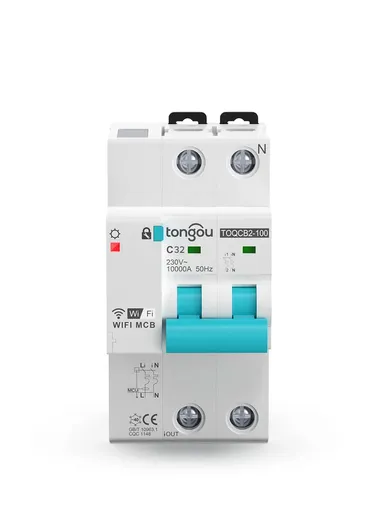 32A 1P WIFI Miniature Smart Circuit Breaker With Voltage Protection TOWSM1-100/1N/C32