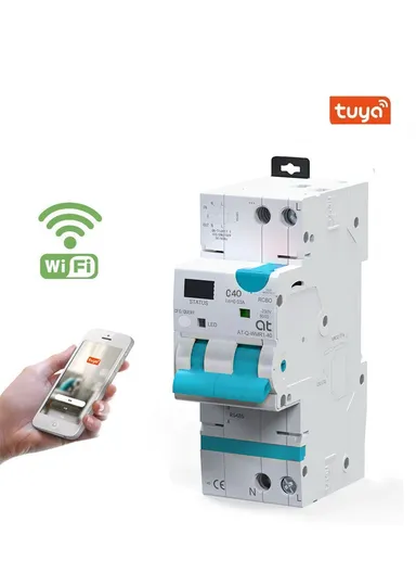 40A WIFI RCBO Adjustable Smart Circuit Breaker Residual Current Circuit breaker With Over Current and Leakage Protection TO-Q-SMR1-40JWT