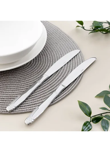 2 Pieces Lisbon Mirror Finish Gel. Vacuum Dessert Knife Set 60 gr / 195 mm - Silver