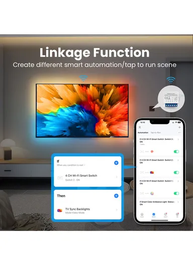 Smart Light 4 Gang Switch Module No Neutral Wire With 2-Way Control (L3.9 x W3.9 x H1.9)cm
