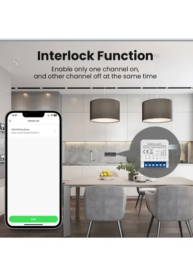 Smart Light 4 Gang Switch Module No Neutral Wire With 2-Way Control (L3.9 x W3.9 x H1.9)cm
